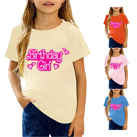Toddler Girls Short Sleeve Shirts Summer Tops Fashion Casual Graphic Print Tee Shir Size 3-4T ,Beige