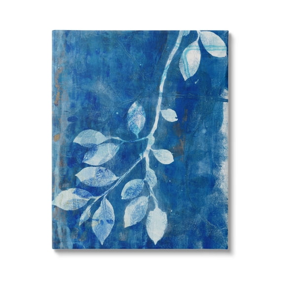 Stupell Industries Blue Botanical Leaves Graphic Art Gallery Wrapped Canvas Print Wall Art, Design by Liz St. Andre