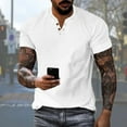 thumbnail image 2 of Mens T Shirts Casual Henley Shirt Solid Color Short Sleeve Button Summer Casual Loose T-Shirts, 2 of 5