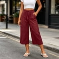 thumbnail image 2 of SwiftWear Women's Cotton Drawstring Capri Pants High Waisted Wide Leg Loose Fit Casual Summer Trousers with Side Pockets Elastic Back Waist for Beach Daily​, 2 of 8
