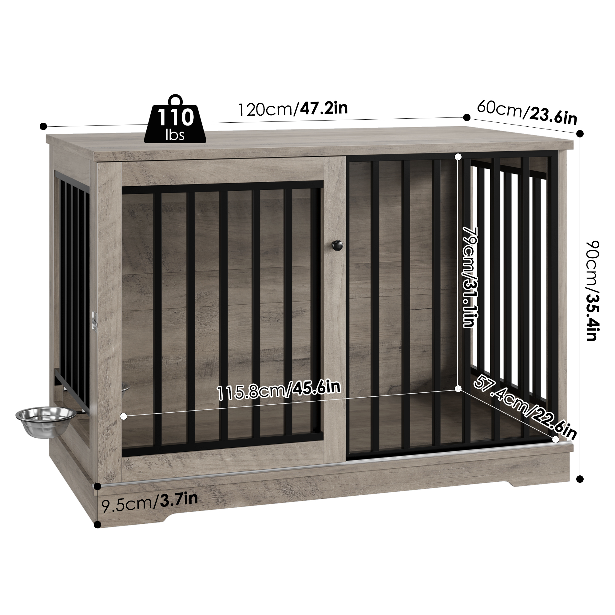 Homfa 47.2" Wooden Dog Crate Furniture with Table Top photo 2