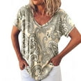 thumbnail image 2 of USSUMA Womens Tops Dressy Casual Fashion Shirts Women Summer Short Sleeve Plus Tunics T-Shirts Print V-Neck Summer Tops Casual Blouse Tops Ladies Tops Trendy, 2 of 8