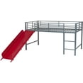 thumbnail image 6 of JINCHANCHAN Junior Twin Metal Loft Bed with Slide, Multifunctional Design, Silver with Red Slide, 6 of 8