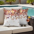 thumbnail image 4 of Orange Fall Leaves Outdoor Waterproof Pillow Covers, Watercolor Maple Eucalyptus Botanical Decorative Square Throw Pillowcase Sofa Cushion Sham for Patio/Couch/Chair, 18"x18" 2 Pack, 4 of 8