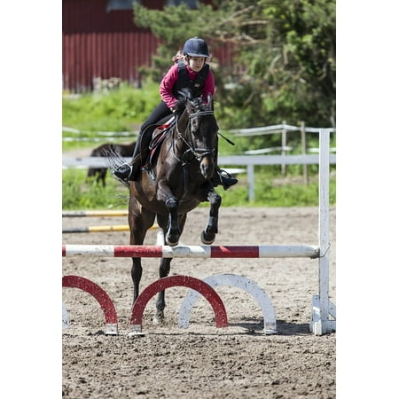 LAMINATED POSTER Show Jumping Horse Girl High Jump Horseback Riding Poster Print 24 x