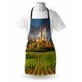 thumbnail image 3 of Italy Apron Vineyards of San Gimignano Tuscany Historic Architecture Dramatic Sky Clouds, Unisex Kitchen Bib Apron with Adjustable Neck for Cooking Baking Gardening, Green Apricot Blue, by Ambesonne, 3 of 3