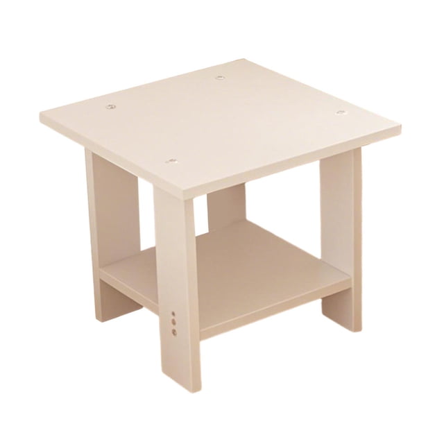 Mesita de noche de 2 niveles para sofá, mesa auxiliar, resistente y ligera, ideal para lámparas y teléfonos. Blanco