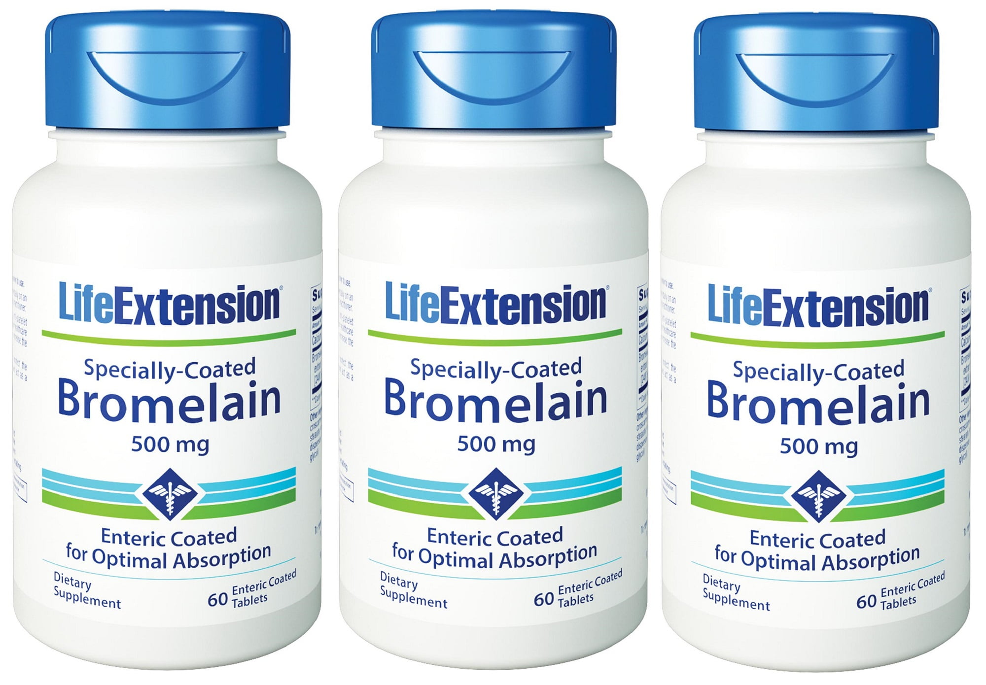 Life Extension SpeciallyCoated Bromelain 500Mg 60 Tablets (Pack of 3