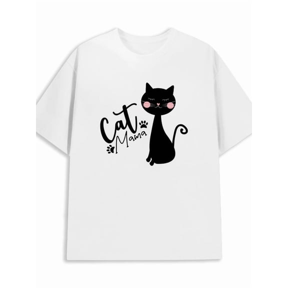 Cat Mama Tee 180G 100% Cotton 180G 100% Cotton men funny short gifts white Casual Unisex Shirt Cotton tshirts Unique Design Unisex Shirt Graphic Tee tshirts Christmas gifts