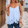 thumbnail image 5 of WEIWEN Spaghetti Strap Tank Top for Women Lace Sleeveless Ribbed Tank Tops Slim Fit Summer Going Out Crop Tops Workout Vest Shirts Light Blue, M, 5 of 8