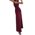 thumbnail image 2 of Women's Basic Lounge Slip Long Dress Elegant Sleeveless Backless Ribbed Bodycon Maxi Dresses Claret XL, 2 of 8