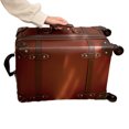 thumbnail image 2 of Maleta con ruedas pequeña para equipaje de mano de cuero ligero retro con 360 ° Maleta de viaje con diseño de moda con ruedas giratorias y cerradura TSA, 2 of 4