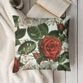 thumbnail image 3 of SHANXI Rose Leave Print Linen Throw Pillow Covers Square Cushion Case Modern Home Decor Pillow Covers Decorative Pillowcase for Sofa Couch Bed Bedroom Living Room Pillow Cases 22x22in, 3 of 5