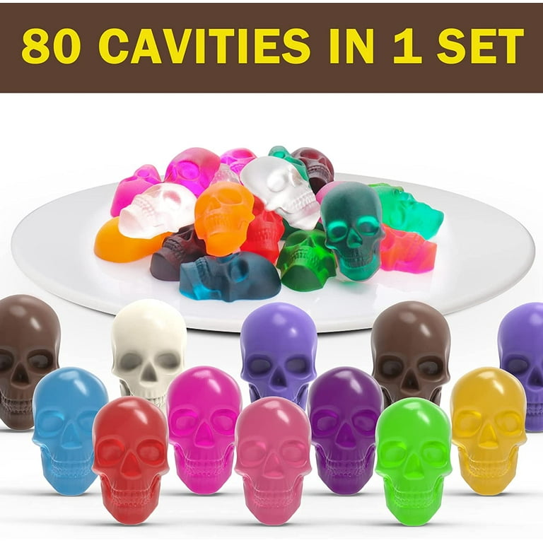 Mydio 20 Cavity Gummy Worm Silicone Molds with 1 Dropper,BPA Free,for DIY  Candy,Cake Décor, Halloween Gummi Chocolate,Jelly Chocolate Soap Cake
