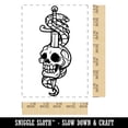 thumbnail image 2 of Skull with Dagger and Snake Rectangle Rubber Stamp Stamping Scrapbooking Crafting - Small 1.7in, 2 of 7
