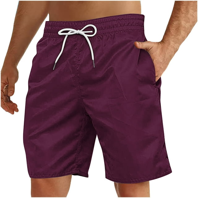 Yuyuzo Mens Shorts High Waisted Drawstring Quick Dry Summer Beach Swim Knee Length Shorts with Pockets