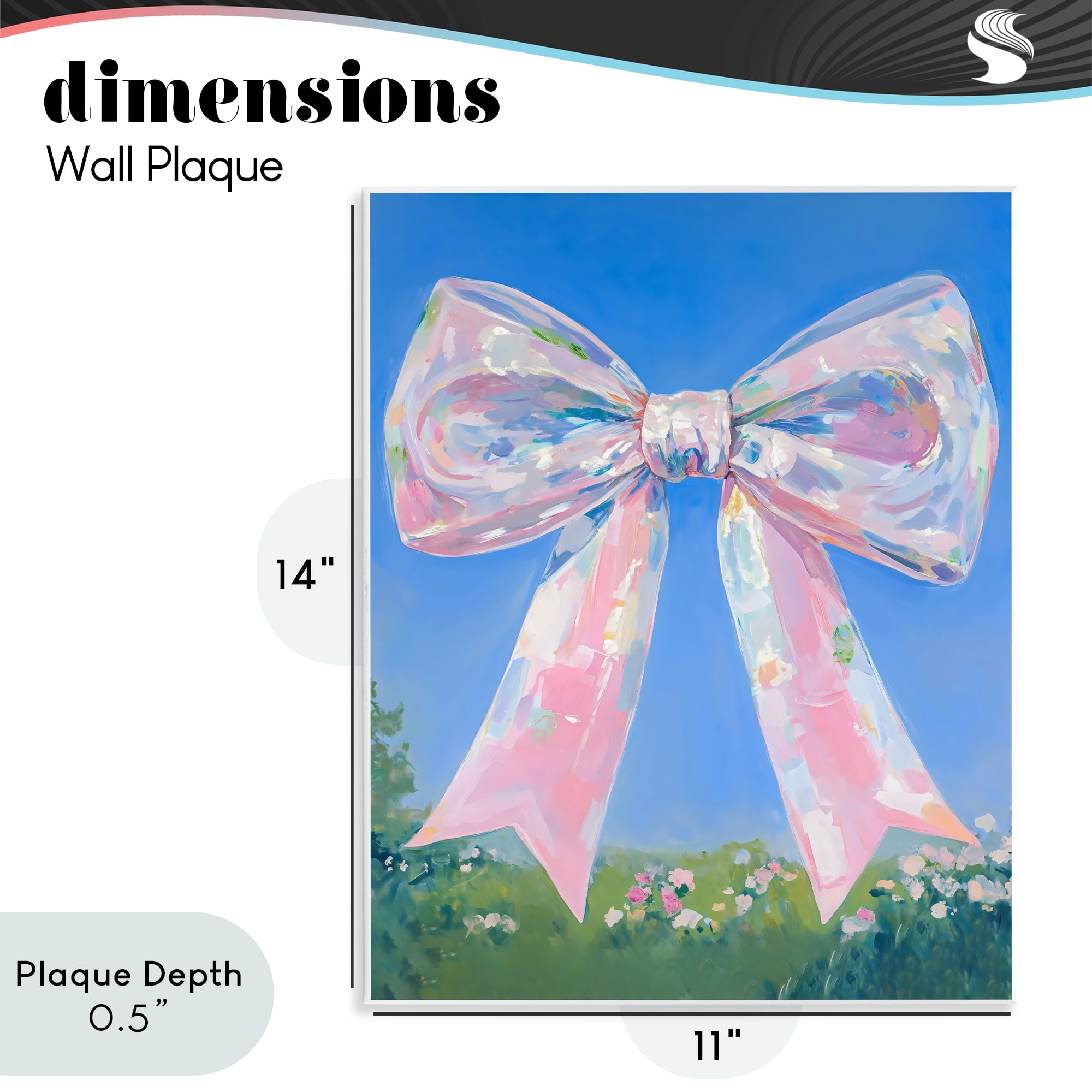 Stupell Industries Iridescent Pink Bow in Meadow Wall Plaque Art, design by The Prints Vibe