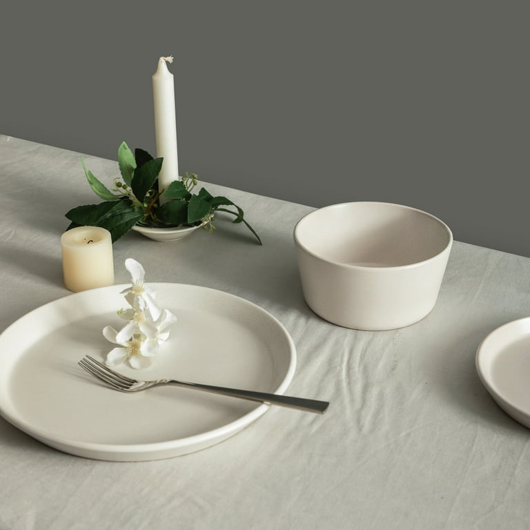 Stone Lain Modern Albie 16-Piece Dinnerware Set, White Stoneware