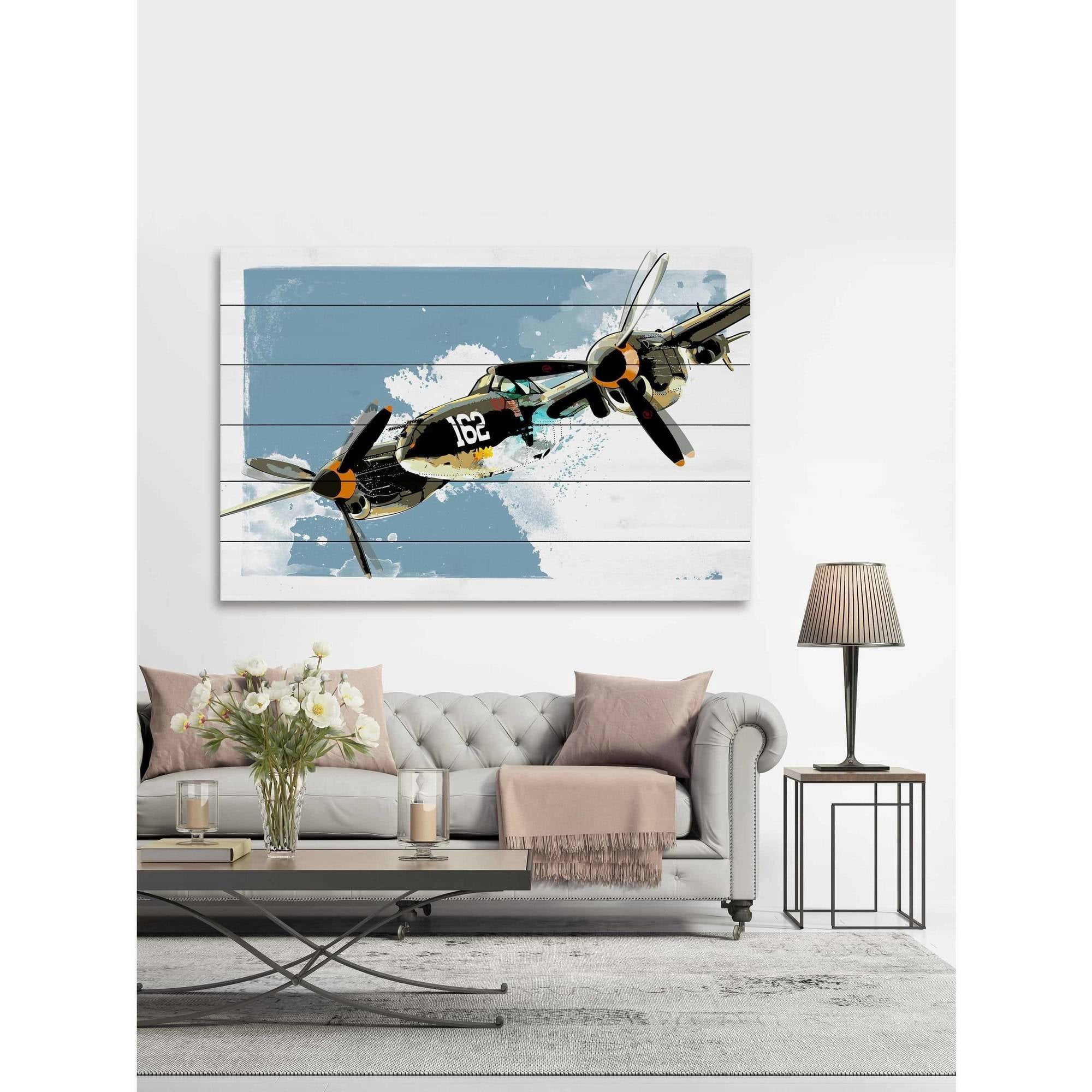 Marmont Hill "P38 Lightning" by Rick Martin Painting Print on White Wood