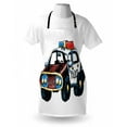thumbnail image 3 of Police Apron Cartoon Hand Drawn Police Car Unusual Design with Sketchy Coloring Print, Unisex Kitchen Bib Apron with Adjustable Neck for Cooking Baking Gardening, Red Yellow and Blue, by Ambesonne, 3 of 3