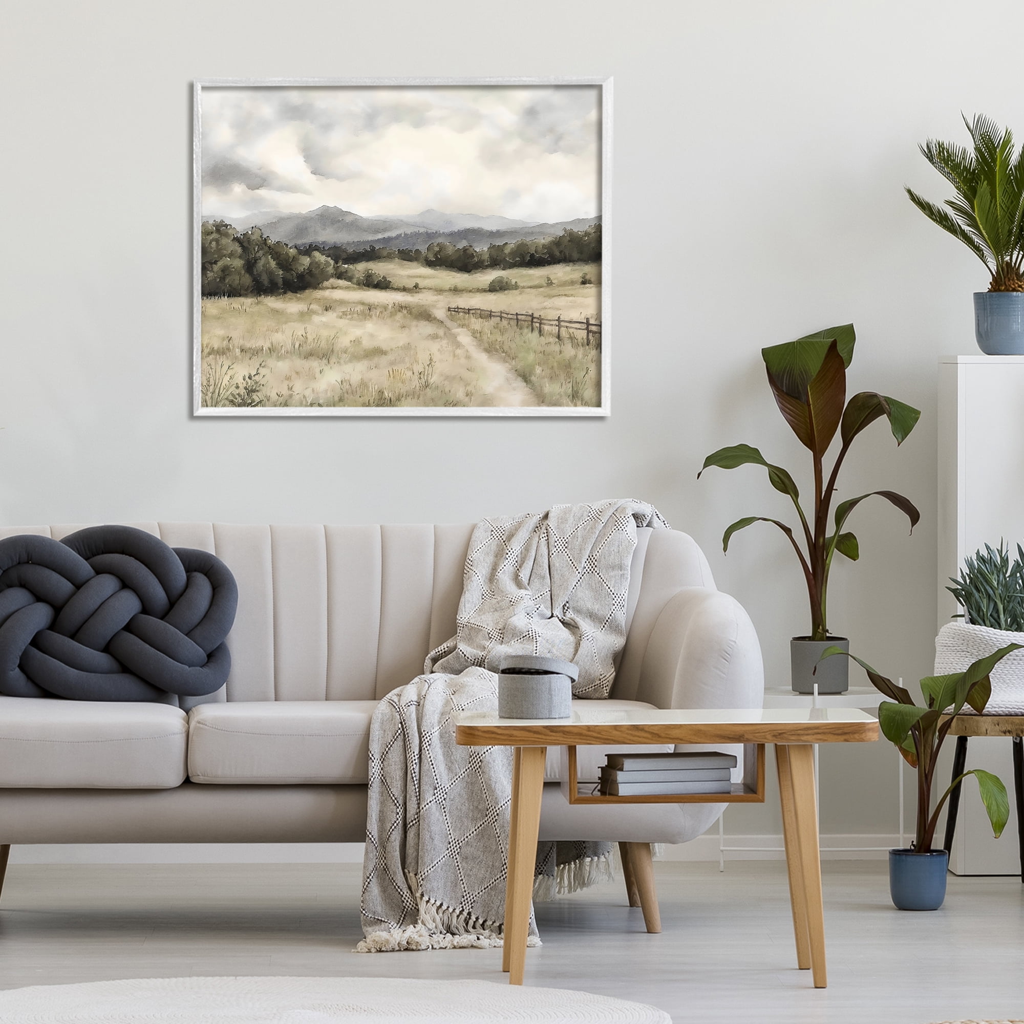 Stupell Industries Muted Trail Along Fence White Framed Giclee Art, design by Riley B
