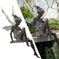 thumbnail image 4 of Estatua de hada de jardín Sunnimix sentada estatuilla escultura Paisajismo marrón, 4 of 8