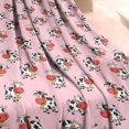thumbnail image 3 of Pink Cow Bell Pattern Blanket,Comfortable Soft Flannel Throw Blanket,All Season,Warm Lightweight Blankets for Sofa Bed Couch Living Room Chair,40"x50", 3 of 4