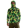 thumbnail image 2 of SEANATIVE UV Protection Fishing Hoodie for Men Long Sleeve Outdoor Fishing Shirt with Hood Lightweight Breathable Hiking Tops Running Camping Sun T-Shirt, XL, Flower Camo Green Yellow Black, 2 of 7