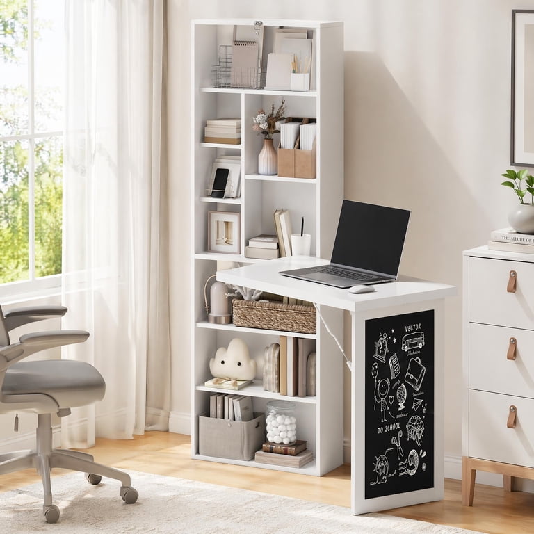 Homcom Fold-Out Wall Mounted Computer Desk with Storage photo 4