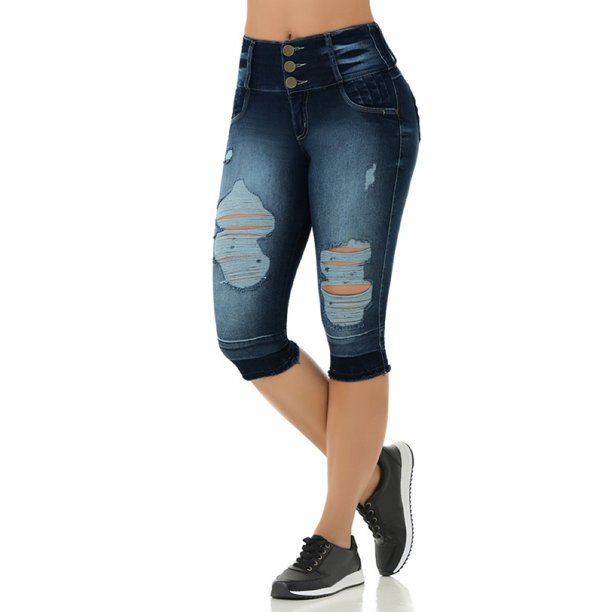 denim skinny fit capris