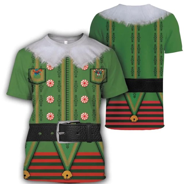 Camiseta de Navidad para hombre, ropa de Cosplay con cuello redondo, pantalón corto informal con estampado 3D, camisetas de manga grande, ropa informal estilo Hip Hop, novedad de 2022