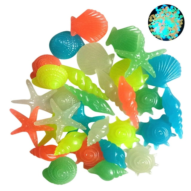 Colorful Luminous Starfish Conch Shell Shaped Glowing Decoration Rocks Cobblestone Aquarium Fish Tank Pool Fluorescent Landscape Stones
