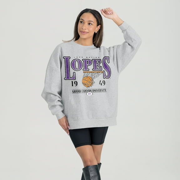 Women's Gameday Couture Gray Grand Canyon Antelopes Basketball Premium Fleece Drop Pullover Sweatshirt
