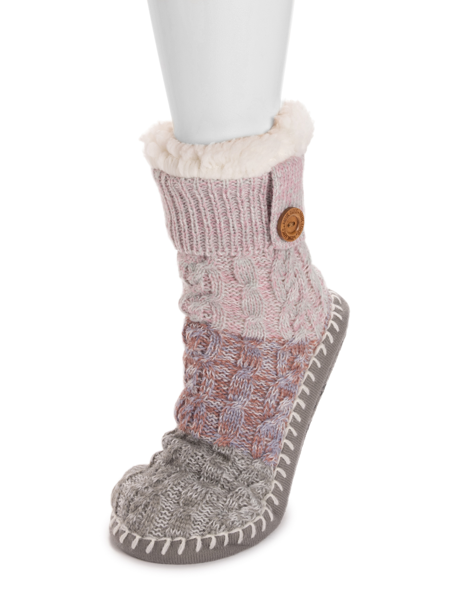 MUK LUKS Women's Short Cable Slipper Sock, 1-Pair, Sizes S/M & L/XL