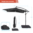 thumbnail image 6 of ACEGOSES 8.2x8.2ft LED Outdoor Square Patio Offset Hanging Umbrella with Base,Steel Ribs and Lights for Deck,Garden and Yard,Black, 6 of 8