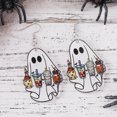 thumbnail image 4 of Halloween Ghost With Coffee Cup Decor Dangle Earrings Retro Goth Style Acrylic Jewelry Adorable Halloween Gift, 4 of 5
