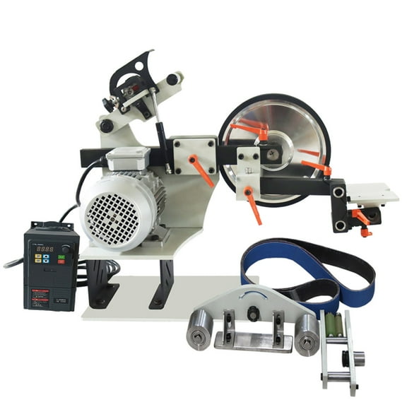 72*2 Inch Multi-Function Belt Sander Knife Grinder Variable Speed Power Bench Sander with 3 Grinding Wheel and Frequency Converter 220V