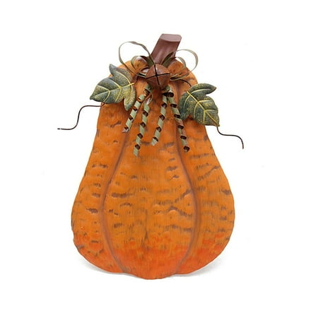 YK Decor Metal Pumpkin Harvest Fall Decor Thanksgiving Halloween Outdoor Yard Garden Decor Free Standing Pumpkin Decorations for Home (H-13.5