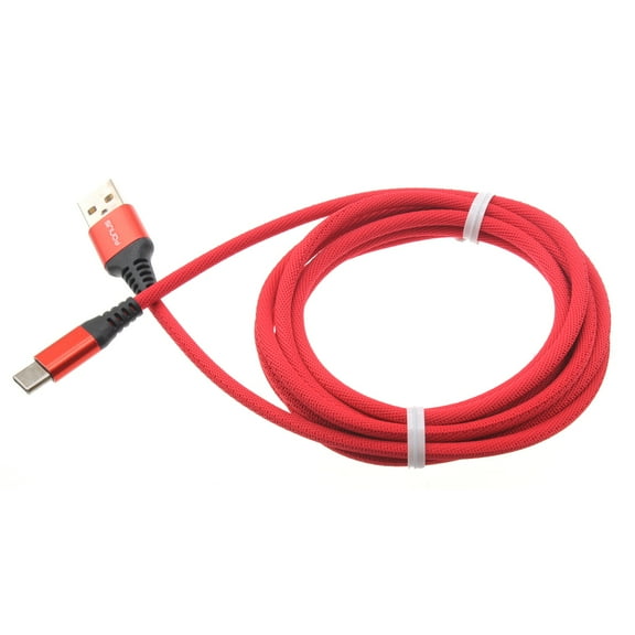 Type-C Red 6ft USB-C Cable for Galaxy A30s/A10s/A10e/A02s - Charger Cord Power Wire Long Braided Q3G Compatible With Samsung Galaxy A30s/A10s/A10e/A02s