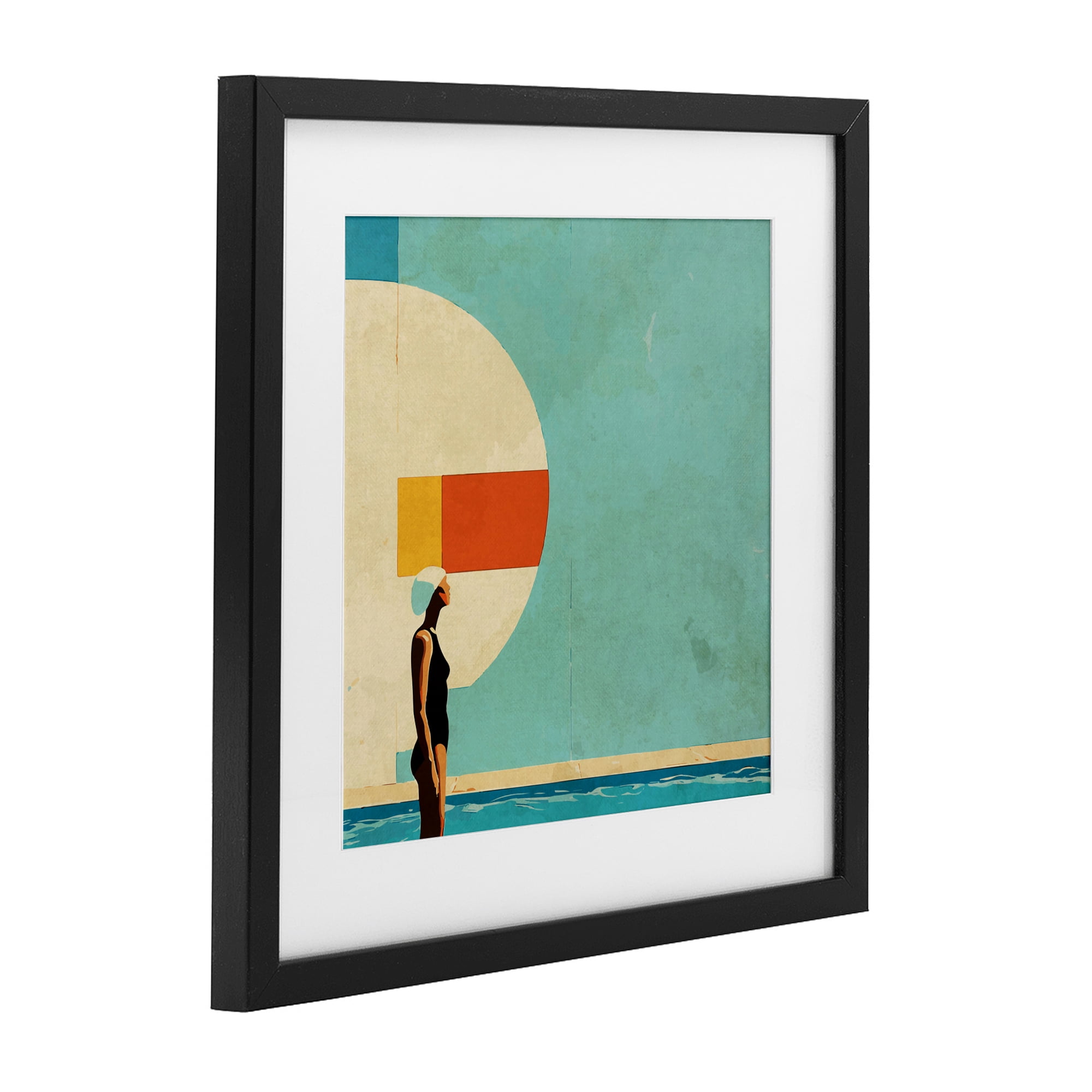 Stupell Industries Midcentury Pool Geometric Black Framed Print Under Glass, design by Layla Oz