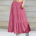 thumbnail image 2 of Women's Summer Skirts Summer Fashion Tiered Boho Long Skirt With Waist Flowy For Casual Elegant Outfit Red S, 2 of 2
