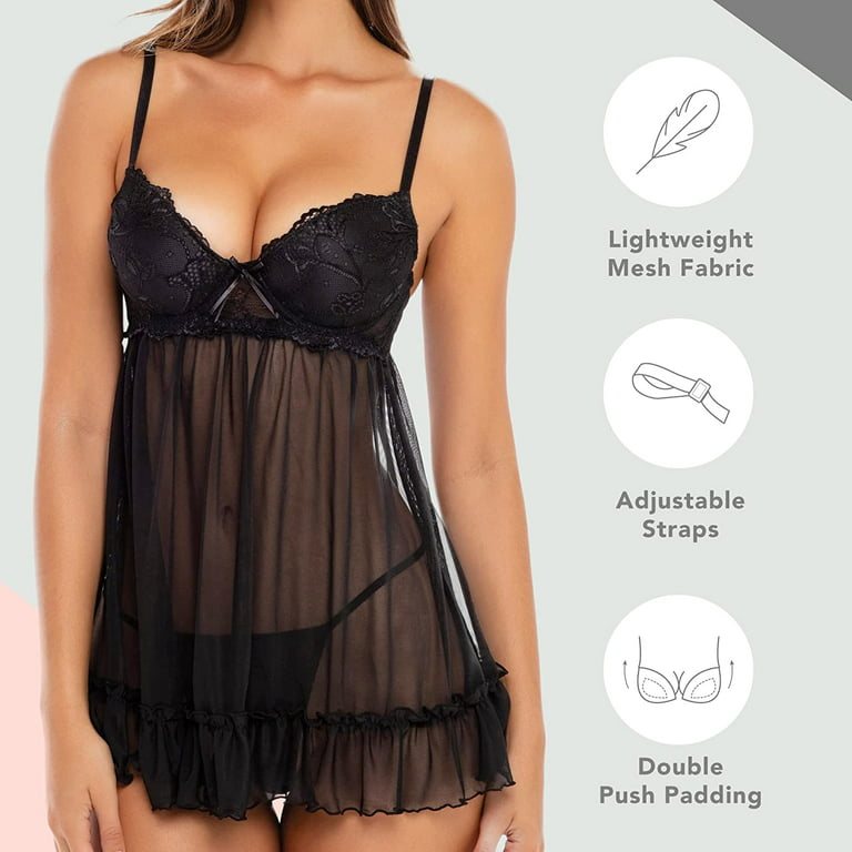 Push Up Babydoll - Sexy Lingerie Chemise Babydoll with matching G