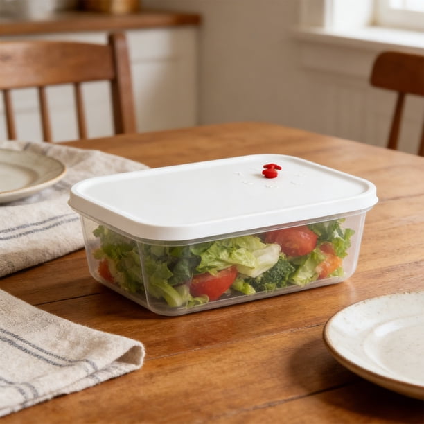 Caja de almacenamiento de alimentos | Recipientes de plástico transparentes | Microondas y frigorífico | Conservador apilable de verduras y frutas | Tamaños pequeños, medianos y grandes | Marcador