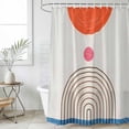 thumbnail image 6 of Polyester Fabric Beige Boho Shower Curtain, Modern Abstract Art Geometric Striped Waterproof Bathtub Curtain Bathroom Decor Set with Hooks 36 x 72 Inches, 6 of 6