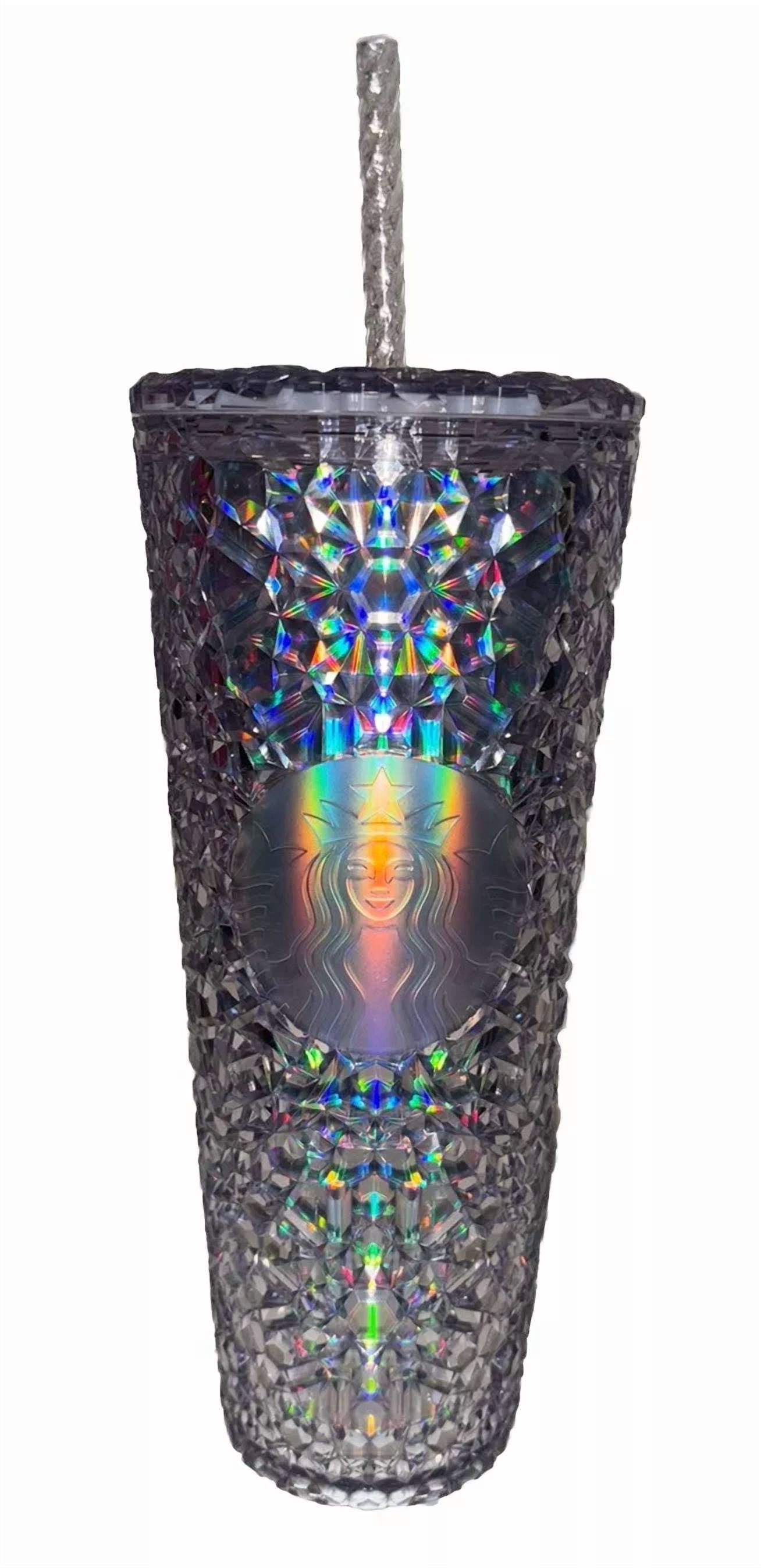 Starbucks 24oz Silver Gem Studded Tumbler, Cold Cup, Double-Wall 