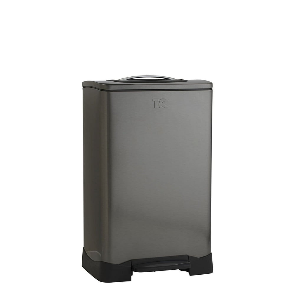 Household Essentials 50L Krusher Black Stainless Steel Manual Trash