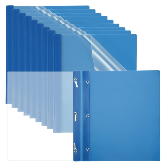 Plastic Report Covers with Prong, 10 Pcs 80 Sheet Capacity Clear Front Presentation Binders, Blue