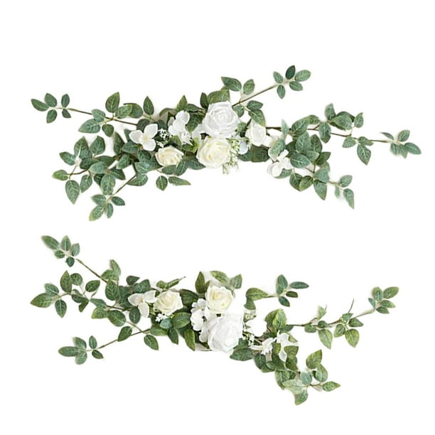 2x Decoración de flores artificiales para el pasillo de la boda, decoración de sillas y sillas para ceremonias, decoración floral para el respaldo de Estilo D