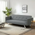 thumbnail image 4 of Canddidliike 3 Seat Convertible Linen Fabric Futon Sofa with USB and Power Strip-Gray, Sleeper Sofa Couch Bed Convertible Sofa, Recliner Couch for Living Room, 4 of 12