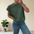 thumbnail image 2 of XUNKUSGA Going Out Tops for Women Fashion 3D Floral Short Sleeve Sweaters for Women Summer Lightweight Comfortable Casual Loose Crewneck Knit Tops,Green,S, 2 of 7